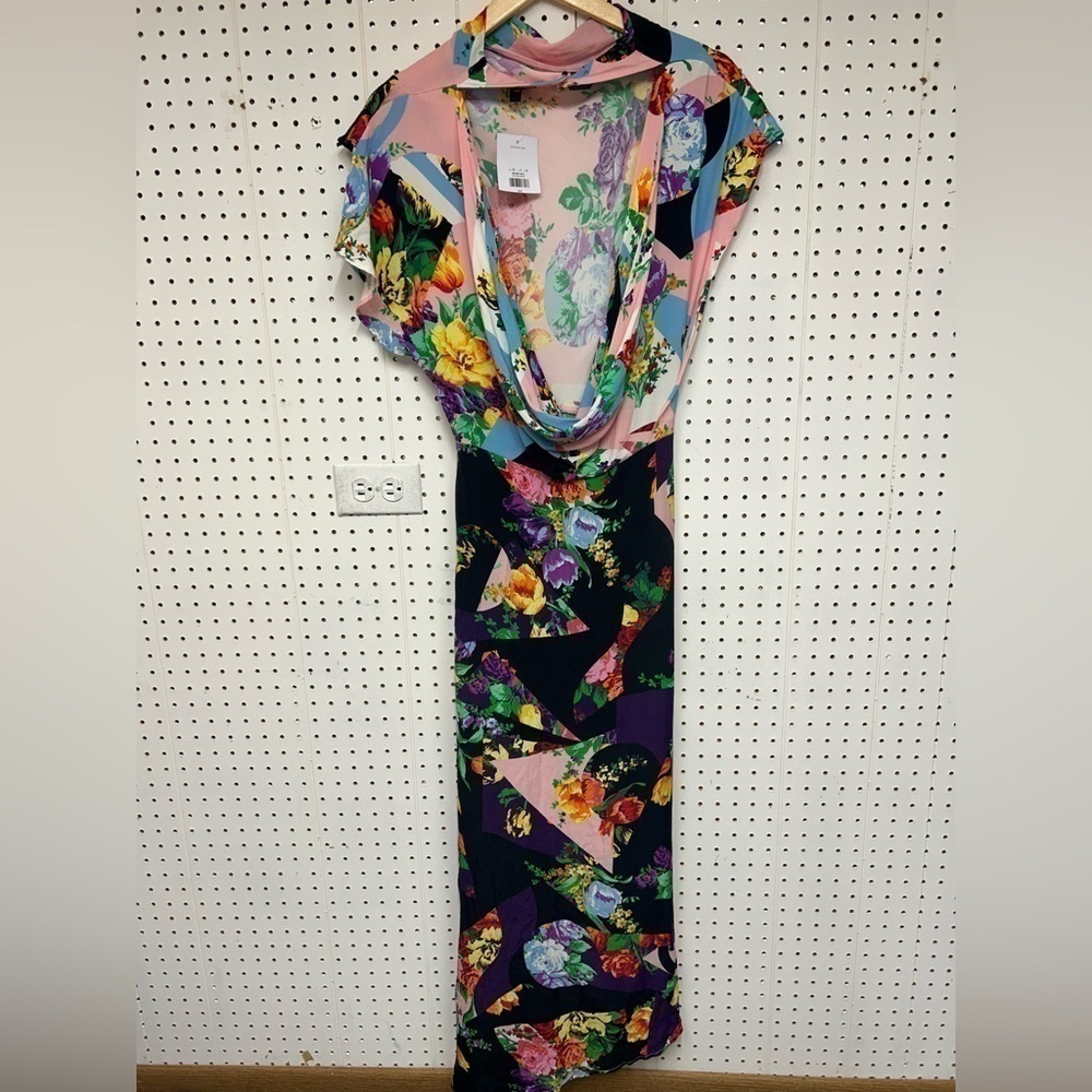 - Topshop Asymmetrical Dress With Cowl Back - Picture 4 of 6